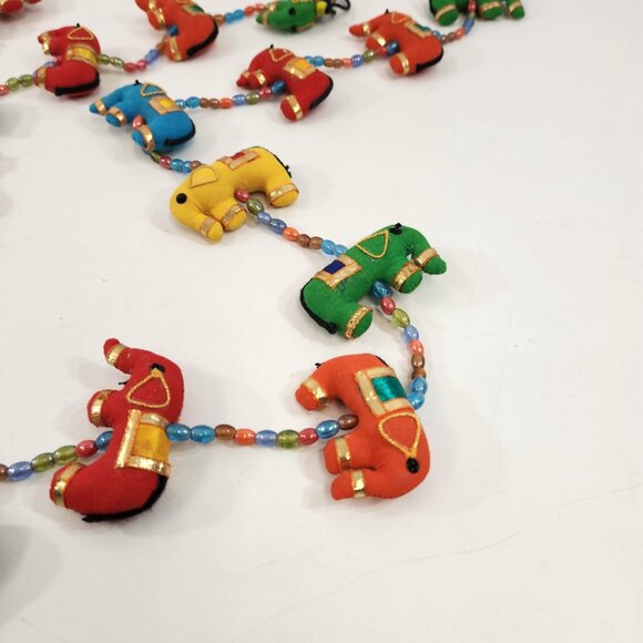 Fabric Elephant Garland Lot of 3 Bells Colorful Bright Chimes Indian Decoration - Picture 6 of 9